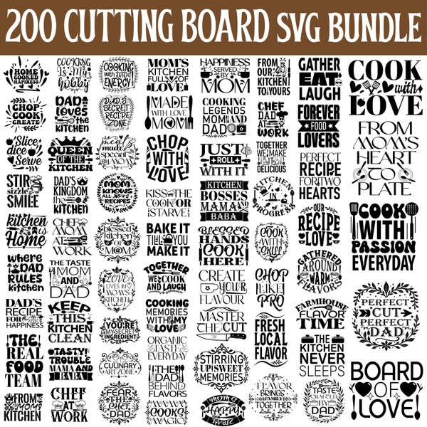 Funny Cutting Board SVG Bundle, Kitchen Quotes (Digital Download)
