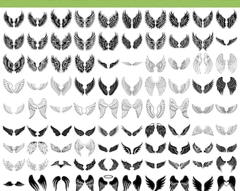 Angel Wings SVG Bundle: Clip Art, Cut File (200 PNG & SVG)