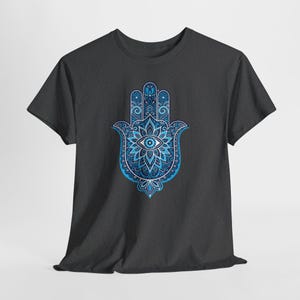 Blue Hamsa Hand Evil Eye T-Shirt | Mandala Protection Symbol, Boho Spiritual Tee image 7
