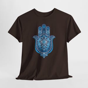 Blue Hamsa Hand Evil Eye T-Shirt | Mandala Protection Symbol, Boho Spiritual Tee image 6