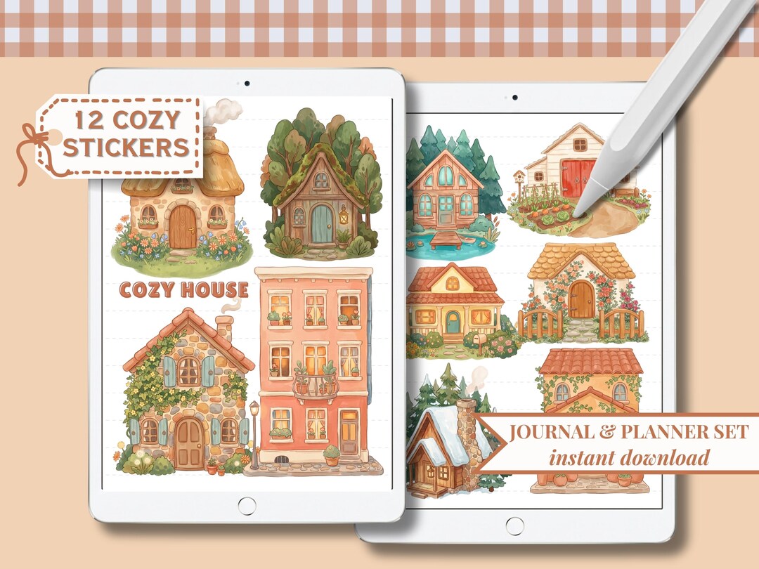 Cozy House Stickers PNG, Cottagecore Planner Stickers, Cute Home ...
