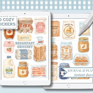 Cozy Breakfast Digital Stickers, Hand Drawn Gouache Food Clipart (Digital Download), GoodNotes Notability Samsung Notes