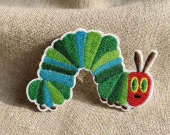 Green Caterpillar Iron On Patch – Embroidered Insect Applique for Bags & Clothes
