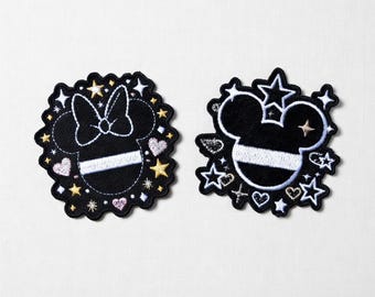 ミニーマウス刺繍アイロンワッペン – ジャケットやバックパック用のミッキー耳アップリケ