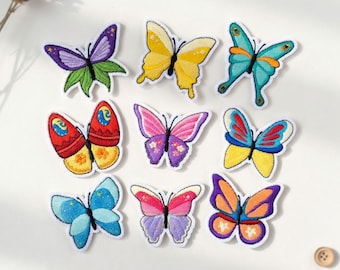 Disney Princess Embroidered Butterfly Patches – Belle, Jasmine, Cinderella, Mulan Iron-On Appliques