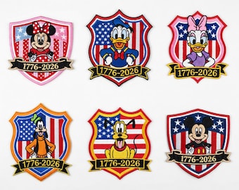 ディズニー ミッキー＆フレンズ 愛国パッチ - 1776-2026 アメリカ国旗刺繍パッチ