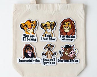 ライオンキング刺繍ワッペン – シンバ、ムファサ、ティモン、プンバァ（アイロン接着式）（セット）