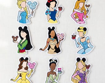 Disney Princess Foodie Iron On Patches - Elsa Cinderella Belle Ariel Snow White Rapunzel Tiana - Gifts for Disney Fans