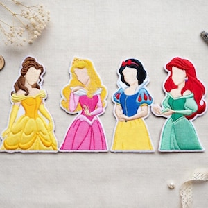 Disney Princess Embroidered Patch Set, Snow White Belle Ariel Aurora, Jacket Backpack Gifts For Kids image 1
