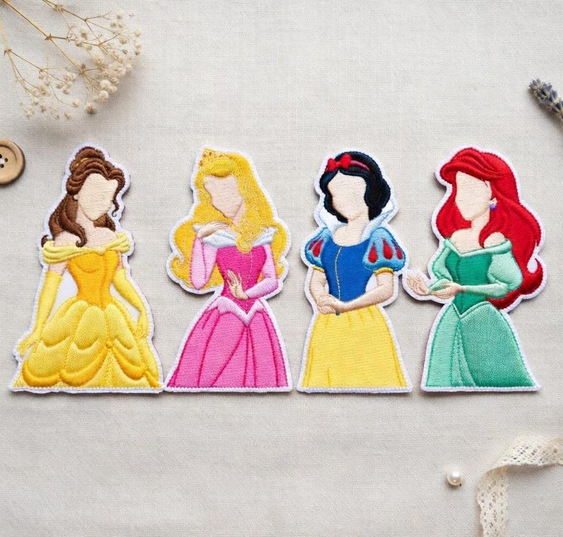 Disney Princess Embroidered Patch Set, Snow White Belle Ariel Aurora, Jacket Backpack Gifts For Kids image 1