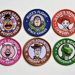 Disney Pixar Toy Story Embroidered Patches – Woody, Buzz, Jessie, Rex Iron-On