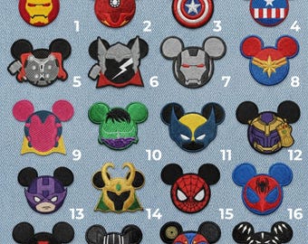 Embroidered Superhero Mickey Iron-On Patches | Avengers, Spider-Man, Iron Man Appliques