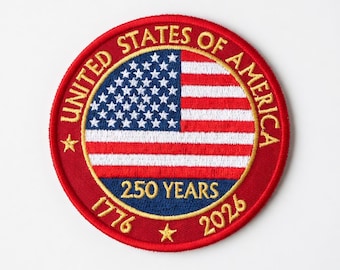 アメリカ建国250周年記念刺繍パッチ、アメリカ国旗バッジ（アイロン接着式）