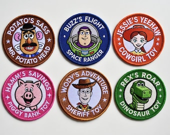 Toy Story Embroidered Patches – Woody, Buzz, Jessie, Rex Iron-On Sew-On (Set)