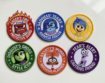 Inside Out 2 Embroidered Patches Set – Pixar Emotions Iron On Jacket Backpack