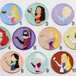 Disney-prinses geborduurde patches, Elsa Ariel Rapunzel Moana Belle Mulan, cadeau kinderkledingtassen afbeelding 12