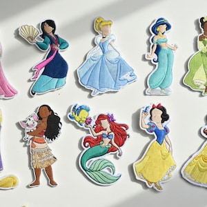 Disney Princess Embroidered Patches, Ariel Rapunzel Cinderella Belle Jasmine, Iron On Patch For Bags Hats Jeans