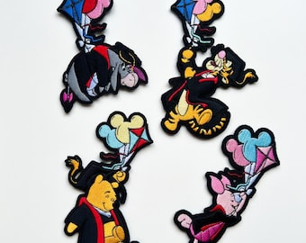 Disney Embroidered Winnie the Pooh Graduation Patch, Tigger Eeyore Piglet Kite Iron-On