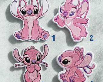 リロ＆スティッチ エンジェル刺繍アイロンワッペンセット | ピンク エクスペリメント624 アップリケ