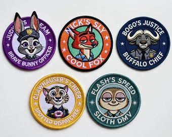 Juego de parches bordados de Disney Pixar Zootopia – Judy Hopps, Nick Wilde (Juego de 5)