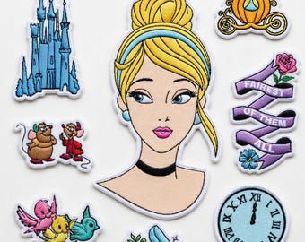 Disney Cinderella Embroidered Patch - Princess Castle Glass Slipper Pumpkin Carriage - Iron On Patches