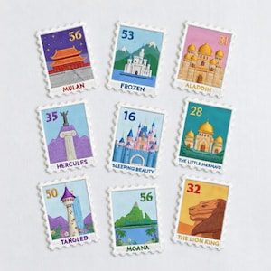 Disney Movie Stamp Embroidered Patch, Castle & Landmark Fairy Tale Collection, Gifts For Disney Fans