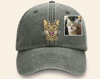 Custom Pet Memorial Hat, Embroidered Dog Hat, Pet memorial Cap, Personalized Gift For Mom, Dad Baseball Cap With Pet Photo