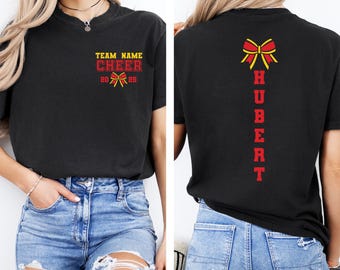 Custom Cheer Team Name Shirt, Personalized Cheerleader Tee, Cheer Mom Game Day Shirt, Cheer Squad Gift T-Shirts, Competition Spirit T-Shirt