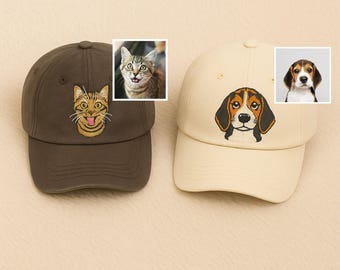 Custom Embroidered Dog Hat, Personalized Cat Hat, Vintage Baseball Cap, Custom Pet Face Embroidery Hat, Dog Mom Dad Hat, Pet Lovers Gifts