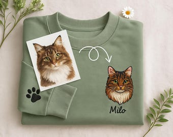 Aangepaste kattensweater, geborduurde hoodie huisdier, gepersonaliseerd naamshirt, kerst-kerst-T-shirt, perfecte huisdierliefhebber cadeau voor mannen en vrouwen