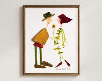 It Surprised Them Both Botanical Flower Couple Art Print (5x7, 8x10, 11x14, 16x20)