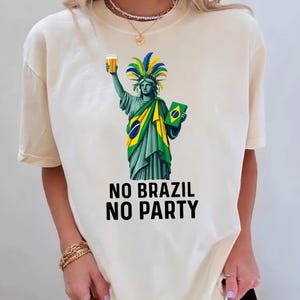 No Brasil No Party Statue Of Liberty PNG, Brazil Carnival Beer T Shirt Design, USA Flag Feather Headdress DTF Print, Funny Digital Download