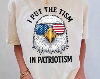 Jag lägger tismen i patriotism png, rolig sublimeringsdesign för autismmedvetenhet, amerikansk flagga med skallig örn png, 4 juli autismskjortadesign