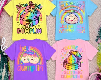 Cute Kawaii Dumpling Png, Rainbow Glitter Dumpling Sublimation Design, Funny Food Shirt Png, Kids Graphic Tee Design, Toddler Shirt Png