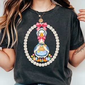 Vintage Easter Goose PNG: Watercolor Farmhouse Easter png Bonnet Apron Eggs Floral Bow Lace Frame (Digital Download)