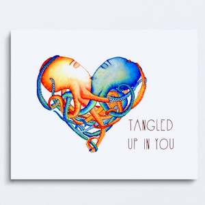 Octopus HEART - PRINT W/ WORDS - &quot;Octolovers&quot; illustration