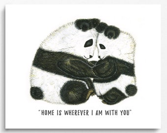 PANDA Print -  gift for child, panda, nursery art, condolence, memorial, lost loved ones, animal art, parent child art, father gift