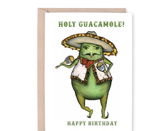 MARIACHI AVOCADO Birthday Card - Holy guacamole, happy birthday card - Rock Greeting Card