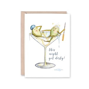 MARTINI OLIVES This Might Get Dirty Celebration, Birthday, Anniversary, dirty martini, invitation Greeting Card image 1