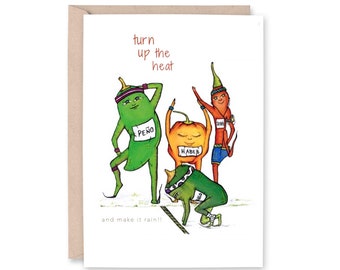 HOT PEPPER RACE - "turn up the heat" -  greeting card, marathon runner, encouragement card, getting in shape, birthday card