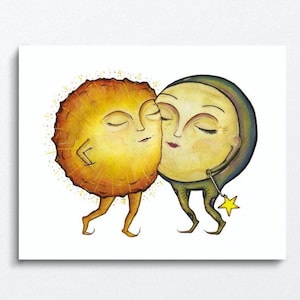SUN + MOON - Art PRINT - Illustration, Anniversary, wedding, love, valentines day, kitchen art, home decor