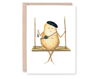 Potato Card -  I miss you card, condolence, grief, Travelling, Home sick, sympathy, Paris Greeting Card