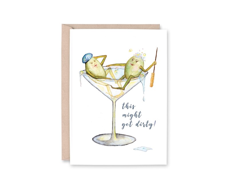 MARTINI OLIVES This Might Get Dirty Celebration, Birthday, Anniversary, dirty martini, invitation Greeting Card image 1