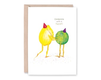 Lemon & Lime - Celebrate With A Twist - Happy birthday Greeting Card, congratulations, celebration, invitation, kids birthday