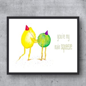 Lemon Lime PRINT W/ WORDS you're my main squeeze illustration image 3