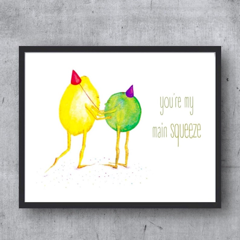 Lemon Lime PRINT W/ WORDS you're my main squeeze illustration image 3