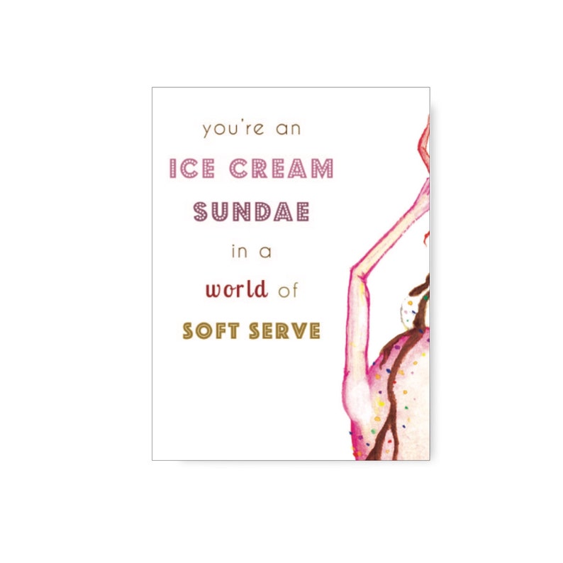 Ice Cream Sundae Happy Birthday Card Greeting Card, celebration, kids birthday, ice cream party, cupcake image 4