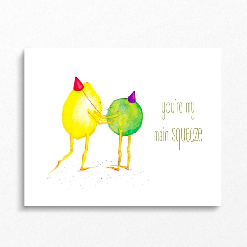 Lemon Lime PRINT W/ WORDS you're my main squeeze illustration image 1