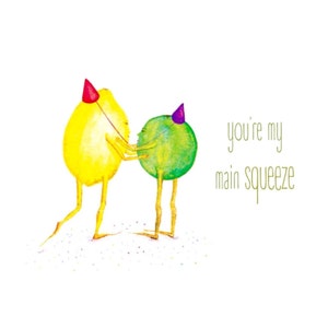 Lemon Lime PRINT W/ WORDS you're my main squeeze illustration image 2