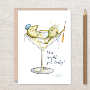 MARTINI OLIVES This Might Get Dirty Celebration, Birthday, Anniversary, dirty martini, invitation Greeting Card image 2